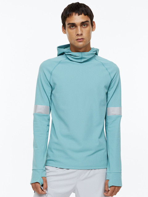 

H&M Men Blue Solid Hooded Regular Fit Running hoodie