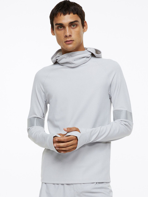 

H&M Men Grey Solid Regular Fit Running Hoodie