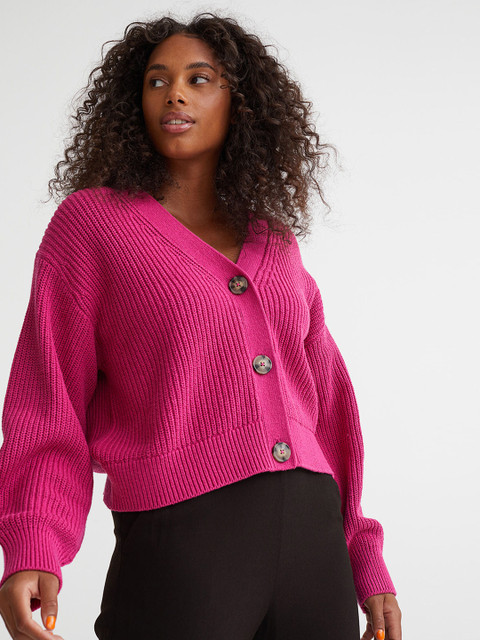 

H&M Women Rib-knit Cardigan, Pink