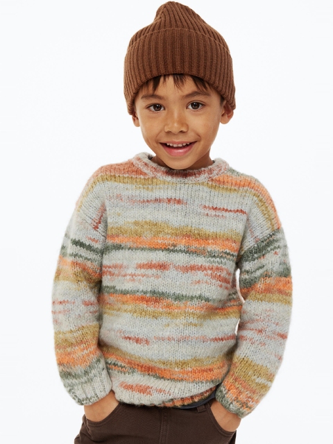 

H&M Boys Oversized Knitted Jumper, Grey melange
