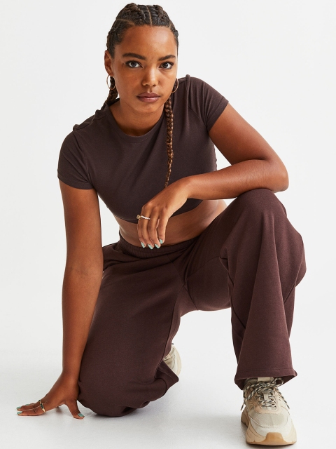 

H&M Women Wide Joggers, Brown