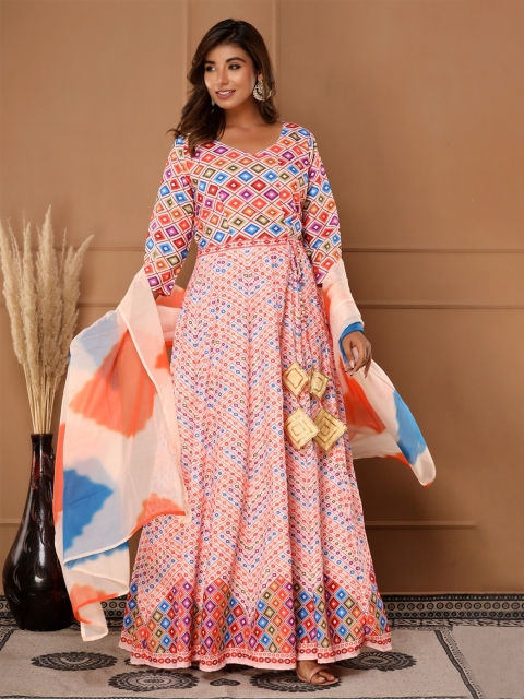 

SVARCHI Maxi Dress with Dupatta, Orange