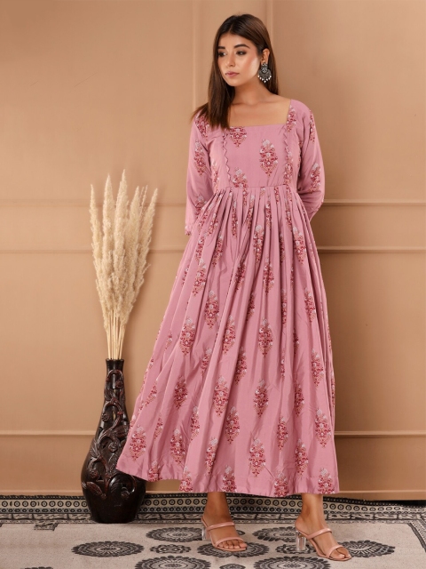 

SVARCHI Floral Maxi Dress with Dupatta, Pink