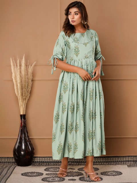 

SVARCHI Women Ethnic Motifs A-Line Maxi Dress, Green