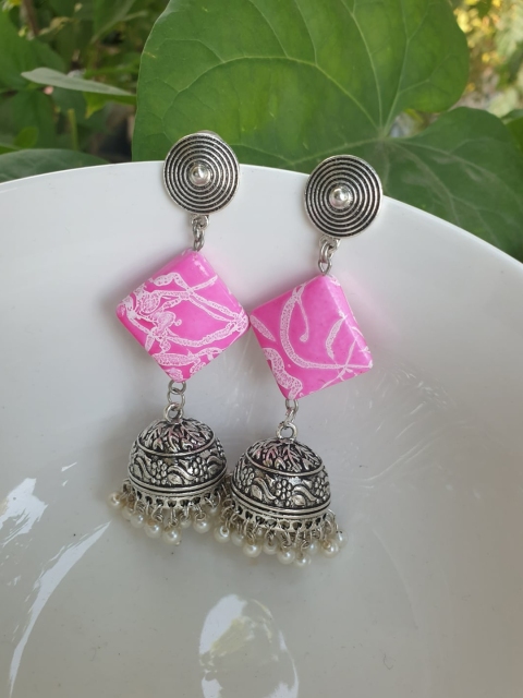 

FIROZA Dome Shaped Jhumkas Earrings, Pink