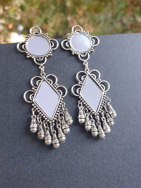 

FIROZA Diamond Shaped Drop Earrings, Silver