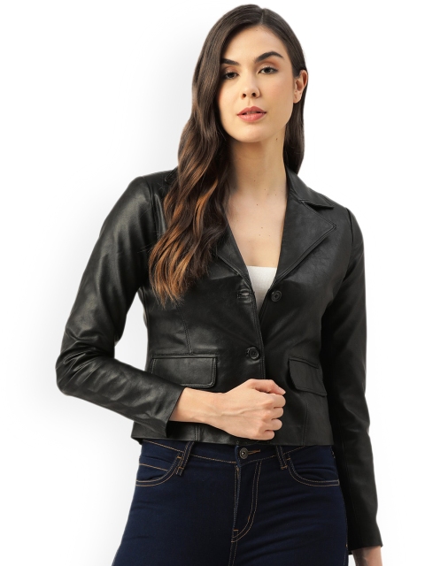

Leather Retail Women Crop Outdoor Denim Jacket, Black