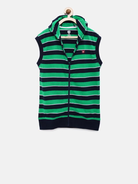 

612 league Boys Green Striped Hood T-shirt