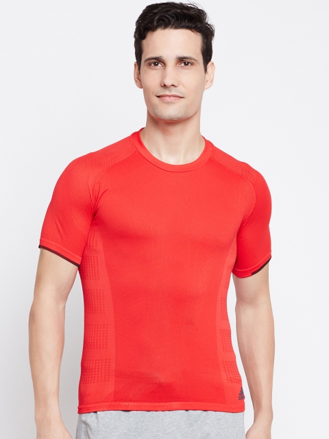 

ADIDAS Men Red PrimeKnit PES Self-Design Round Neck T-shirt
