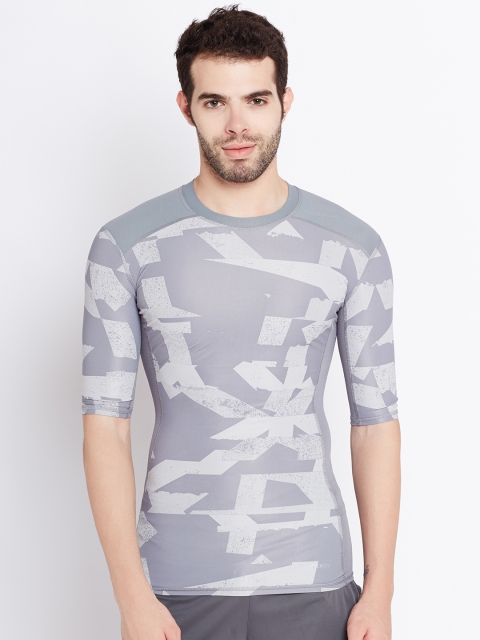 

ADIDAS Men Grey Tech Fit SS CI GX Printed Round Neck T-shirt