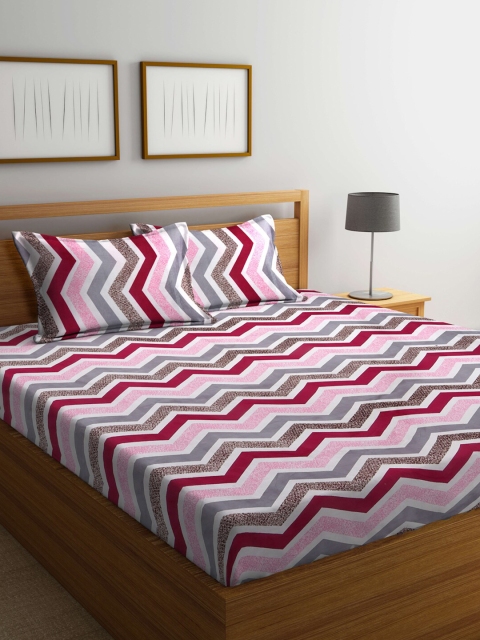 

BOMBAY DYEING Printed 96TC Polyester Double Bedsheet with 2 Pillow Covers, Pink