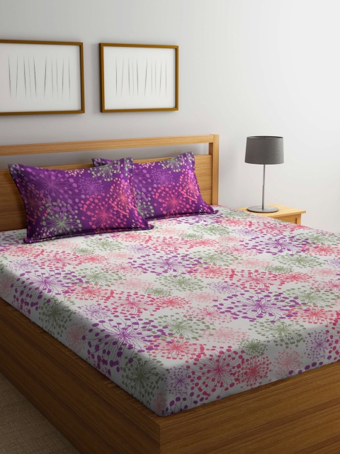 

BOMBAY DYEING Printed 120 TC Polycotton Queen Bedsheet with 2 Pillow Covers, Beige