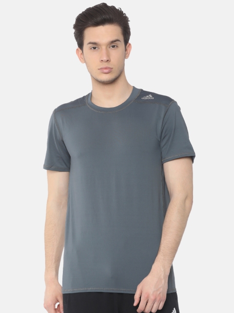 

ADIDAS Men Grey TF Base Fitted Solid Round Neck T-shirt