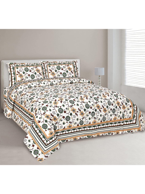 

EasyGoods Printed 240 TC Pure Cotton King Bedsheet with 2 Pillow Covers, White