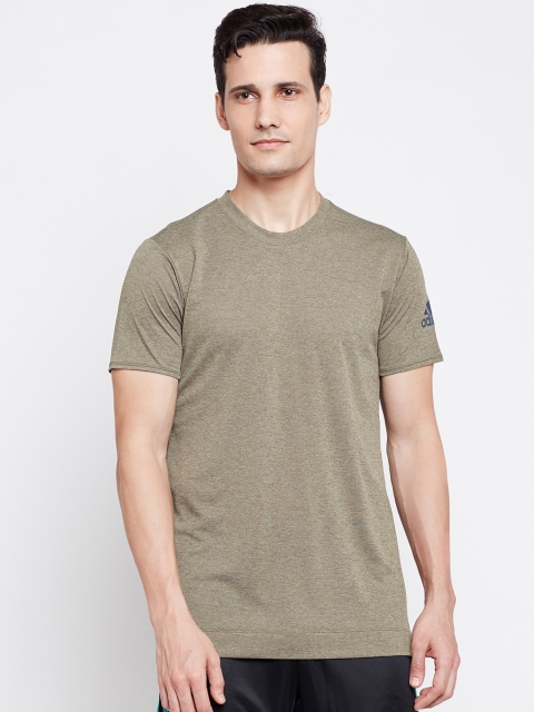 

ADIDAS Men Olive Green Freelift Chill1 Solid Round Neck T-shirt