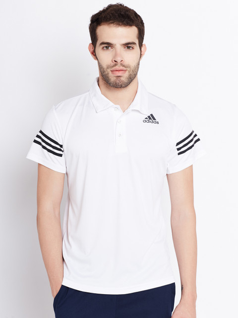 

ADIDAS Men White Climacool Solid Polo Collar T-shirt