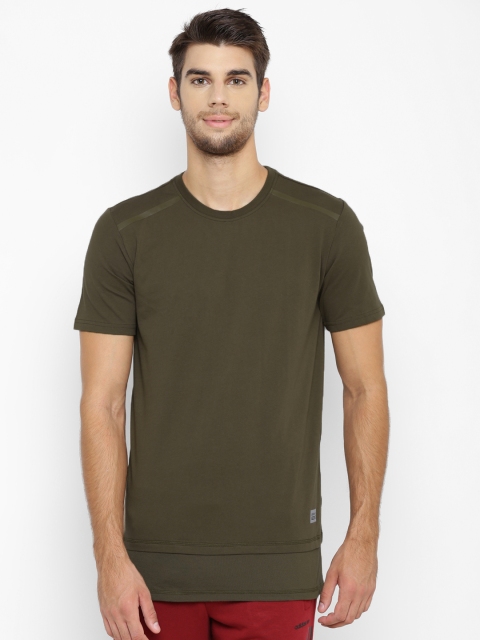 

ADIDAS NEO Men Olive Green UT Elongated Solid Round Neck T-shirt
