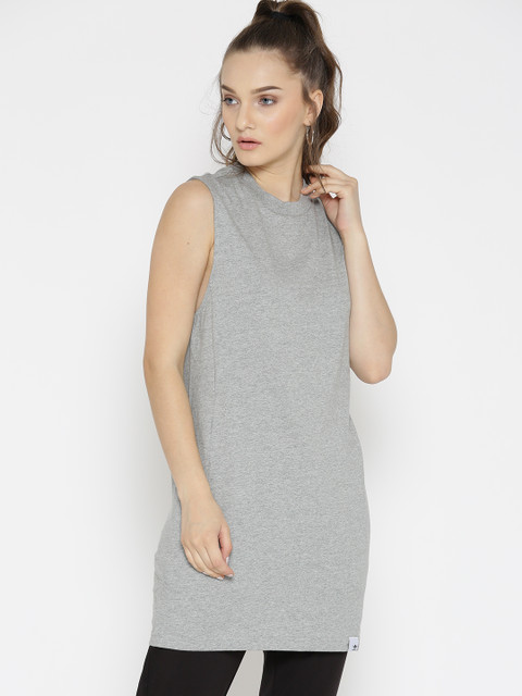 

ADIDAS Originals Women Grey Melange XBYO ELONG Solid Longline Top