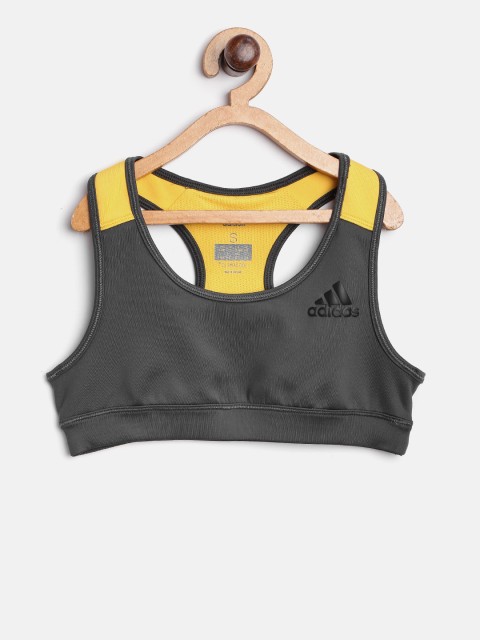 

ADIDAS Girls Grey & Yellow Training Workout Sports Bra