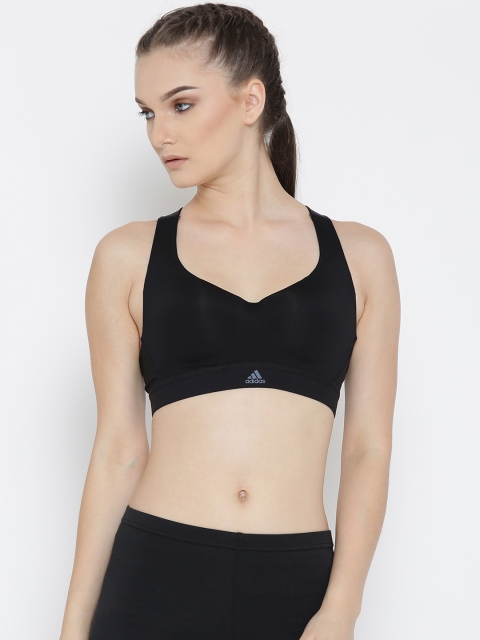 

Adidas Black Stronger Racer Back Solid Non-Wired Lightly Padded Sports Bra