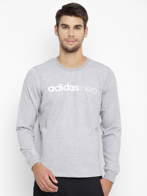 

ADIDAS NEO Men Grey Melange Favorite Fit Mesh Printed Sweatshirt