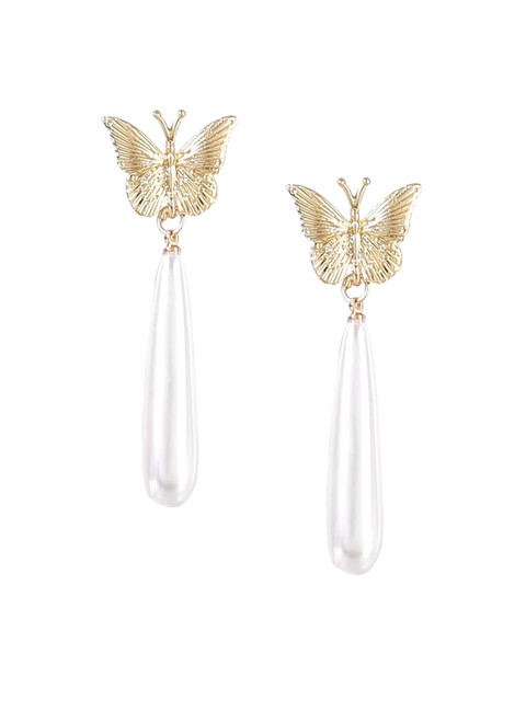 

AVANT-GARDE PARIS Teardrop Shaped Drop Gold-plated Earrings, White