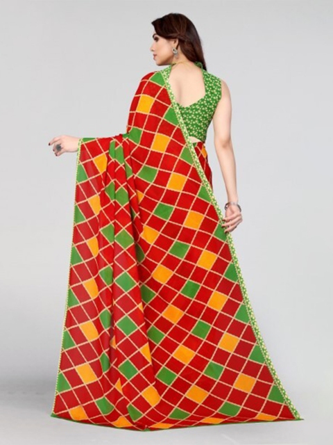 

Yashika Red & Yellow Printed Saree