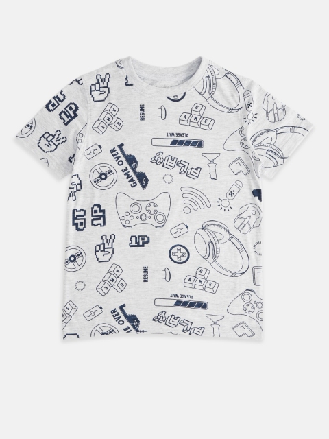 

Pantaloons Junior Boys Printed Round Neck Cotton T-shirt, White