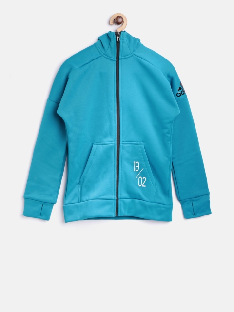 

ADIDAS Boys Blue Real Madrid ID FullZip Solid Hooded Sweatshirt