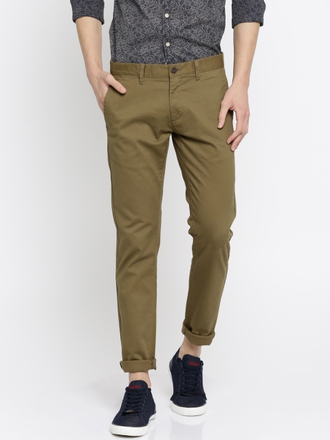 

Flying Machine Men Khaki Slim Tapered Fit Solid Chinos