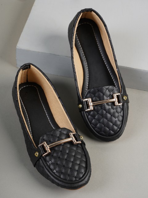 

Style Shoes Women Black Textured Ballerinas Flats