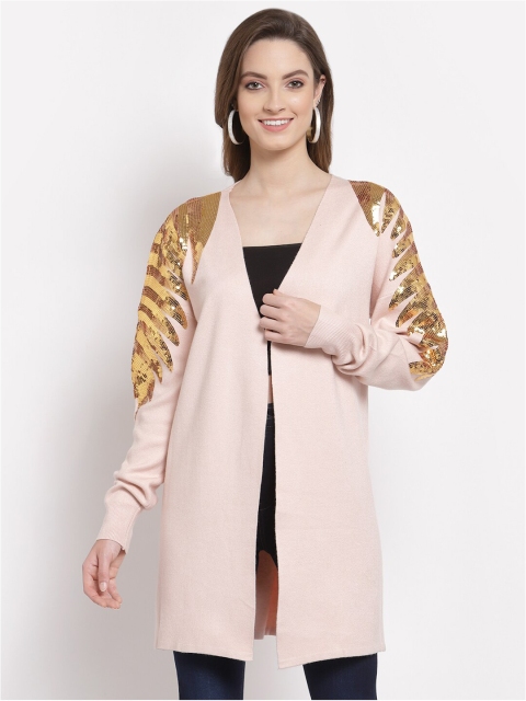 

Mafadeny Women Party Embellished Longline Shrug, Pink