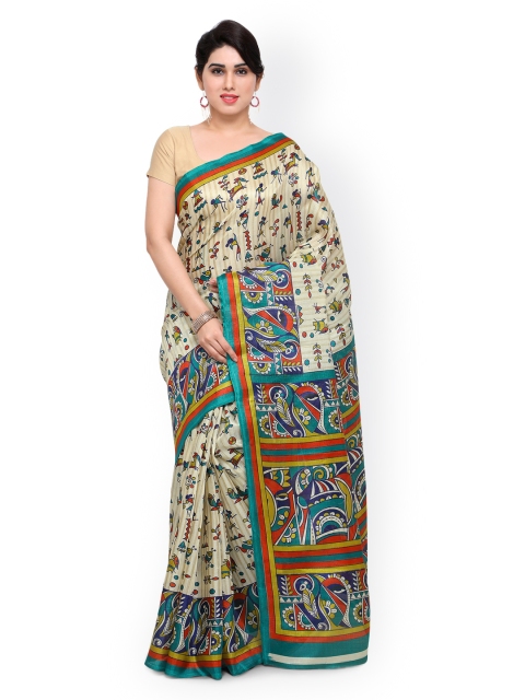 

Saree mall Cream-Coloured Art Silk Printed Khadi Saree