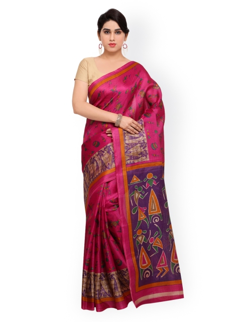 

Saree mall Pink Art Silk Printed Khadi Saree