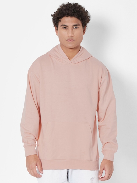 

Melangebox Men Solid Hooded Sweatshirt, Peach