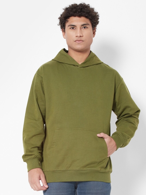

Melangebox Men Solid Hooded Sweatshirt, Olive