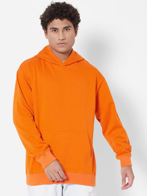 

Melangebox Men Solid Hooded Sweatshirt, Orange