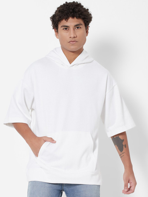 

Melangebox Men Hooded Sweatshirt, White