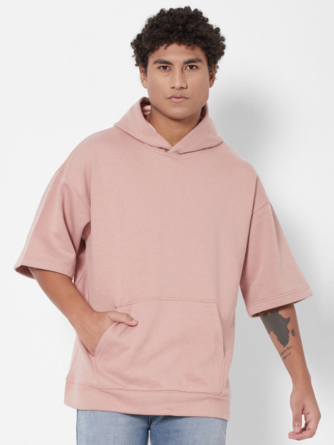 

Melangebox Men Hooded Sweatshirt, Peach