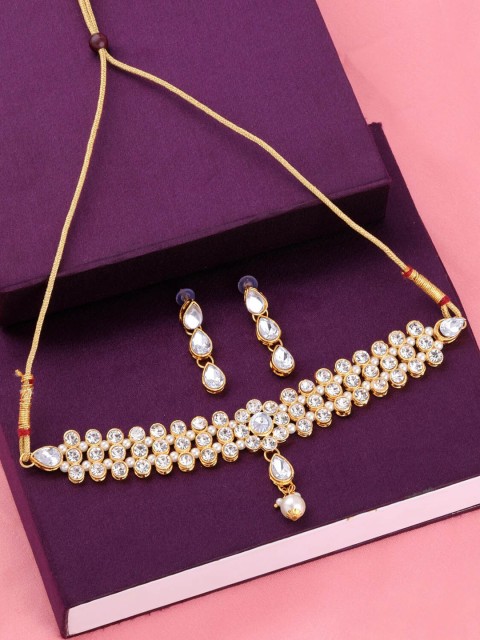 

Silver Shine Gold-Plated AD Studded Jewellery Set