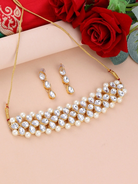 

Silver Shine Gold-Plated AD Stone-Studded Jewellery Set