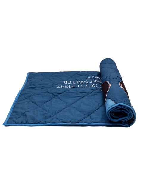 

Bhaakur Kids Striped AC Room 553 GSM Single Bed Quilt, Blue