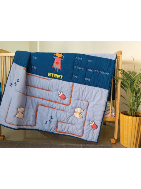 

Bhaakur Kids Cartoon Characters AC Room 553 GSM Single Bed Quilt, Blue