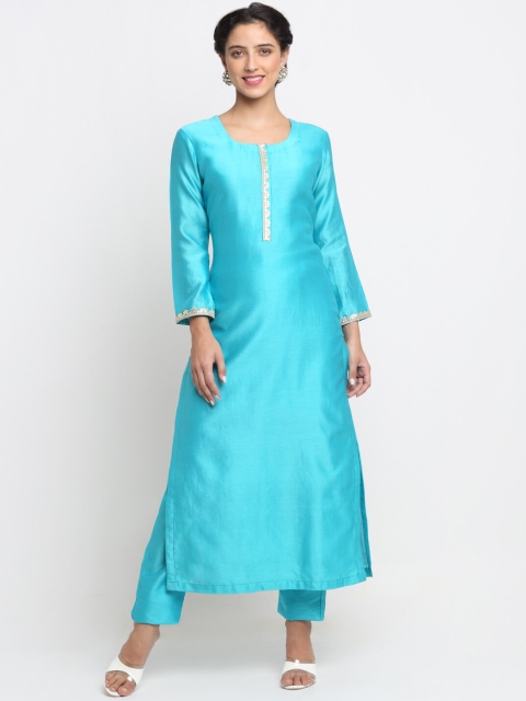 

anokherang Women Blue Flared Sleeves Gotta Patti Kurta