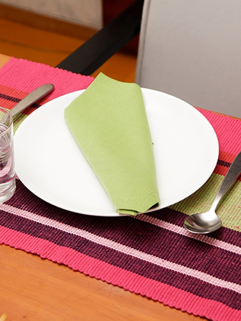 

ZEBA Set Of 6 Green & Pink Textured Table Placemats With Napkins