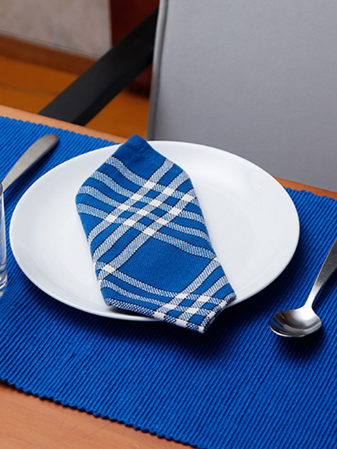 

ZEBA Set Of 6 Blue Textured Dining Table Placemats