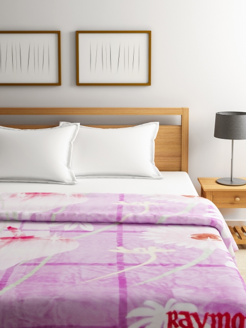 

Raymond Home Pink & White Wool Floral Print Heavy Winter Double Blanket