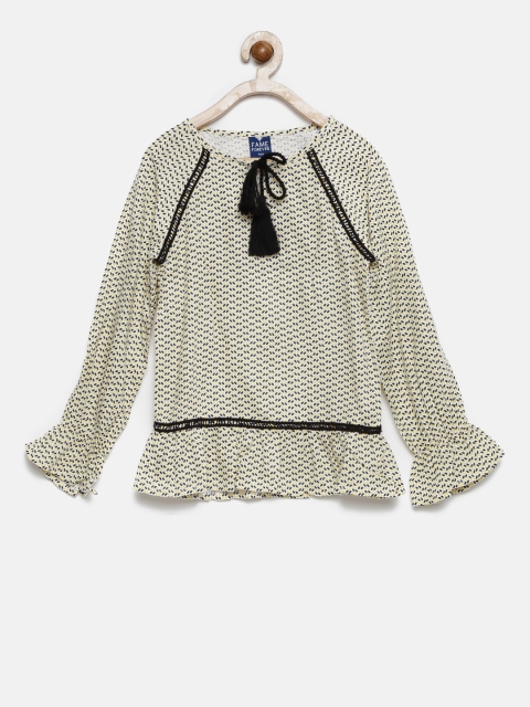 

Fame Forever by Lifestyle Girls Yellow & Navy Printed Top