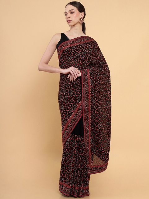 

Soch Black Poly Georgette Embroidered Saree