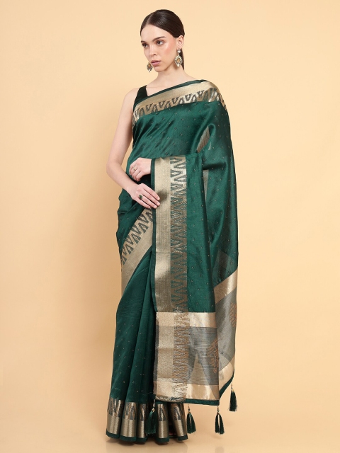 

Soch Green & Gold-Toned Printed Saree